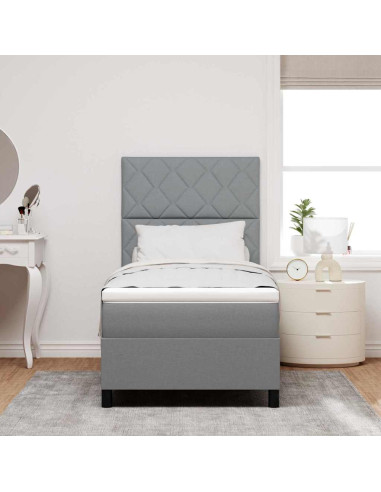 Letto a molle con strisce LED Grigio chiaro 90 x 200 cm Tessuto