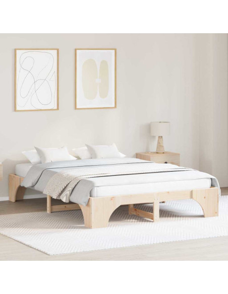 Struttura letto 150x200 cm in legno massello di pino