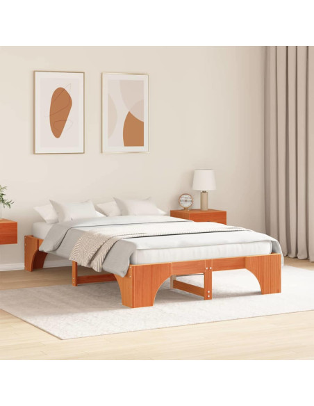 Letto in Legno Massello di Pino Colore Marrone Cerato 120x190 cm