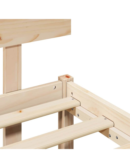 Struttura Letto con Testiera 140x200 cm Legno Massello di Pino