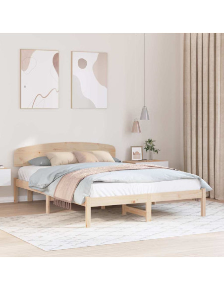 Struttura Letto con Testiera 140x200 cm Legno Massello di Pino