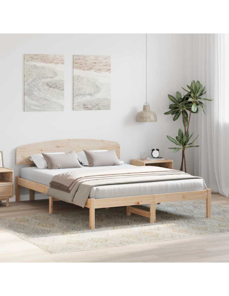 Struttura Letto con Testiera 140x200 cm Legno Massello di Pino