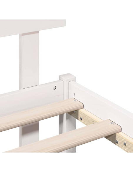 Struttura Letto con Testiera Bianca 90x190 cm Legno Massello di Pino