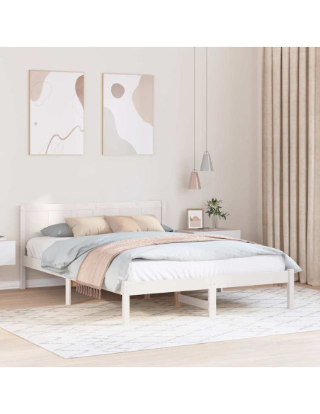 Letto Matrimoniale Bianco in Legno Bianco Legno 160 x 200 cm Durevole