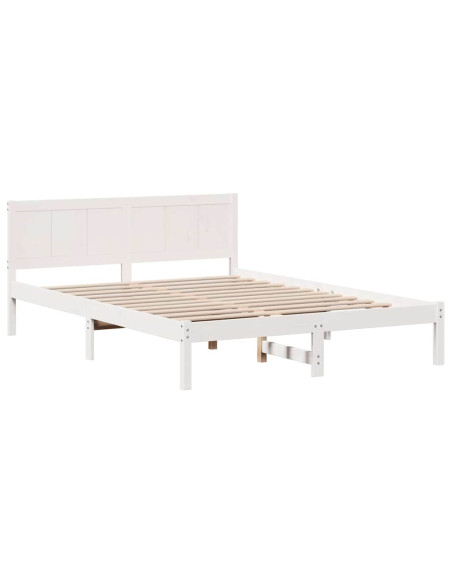 Letto Matrimoniale Bianco in Legno Bianco Legno 160 x 200 cm Durevole