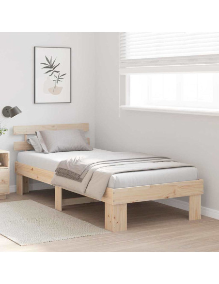 Struttura Letto con Testiera 75x190 cm in Legno Massello di Pino