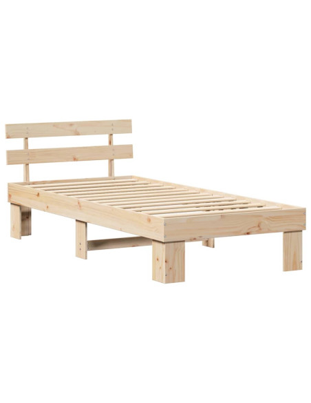 Struttura Letto con Testiera 75x190 cm in Legno Massello di Pino