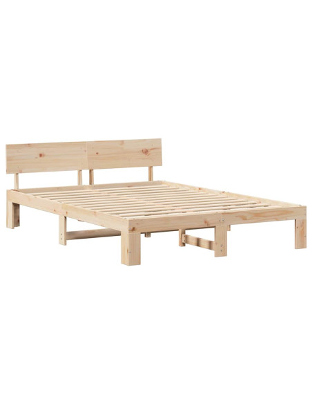 Struttura Letto con Testiera 140x200 cm Legno Massello di Pino