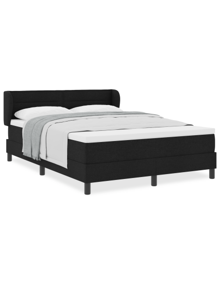 Box Spring Bed con Materasso Nero 160x200 cm in Tessuto