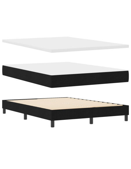 Box Spring Bed con Materasso Nero 160x200 cm in Tessuto