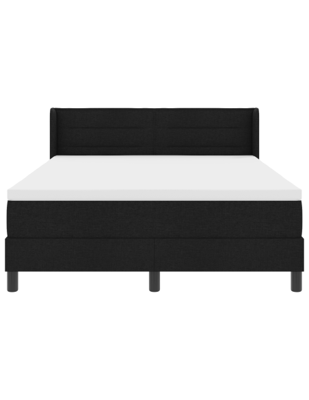 Letto a molle con testiera Nero 160 x 200 cm Tessuto e Schiuma