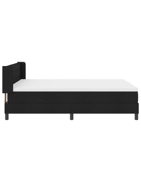 Letto a molle con testiera Nero 160 x 200 cm Tessuto e Schiuma