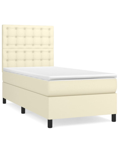 Giroletto a Molle con Materasso Crema 100x200 cm in Similpelle