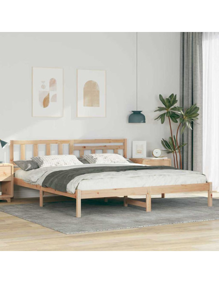 Struttura del letto Marrone 200 x 200 cm Legno di pino massello