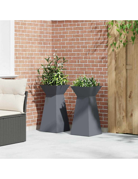 Vaso a Pilastro 2 pcs Antracite 35 x 35 x 73 cm