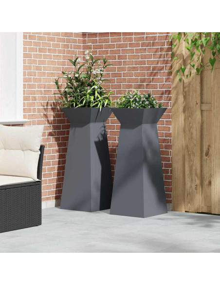 Vaso a Pilastro 2 pcs Antracite 40 x 40 x 100 cm
