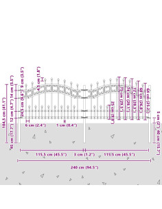 Recinzione per Giardino Grigio 240 x 118 cm