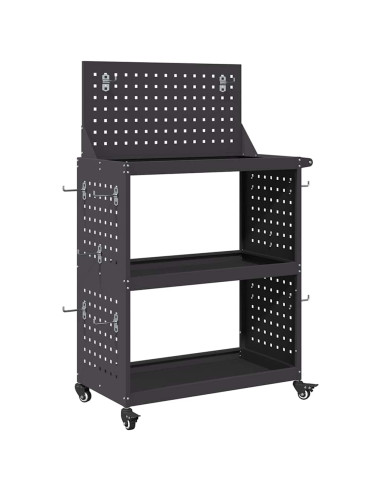 Carrello per Attrezzi con lo scaffale Nero 65 x 35 x 111 cm