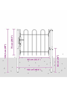 Cancello per recinzione con blocco Grigio 103 x 250 cm