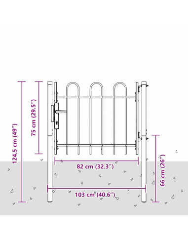 Cancello per recinzione con blocco Grigio 103 x 250 cm
