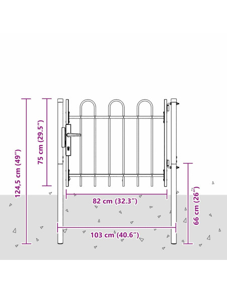Cancello per recinzione con blocco Grigio 103 x 250 cm