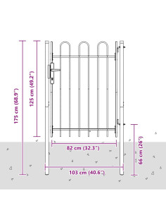 Cancello per recinzione con blocco Grigio 103 x 175 cm