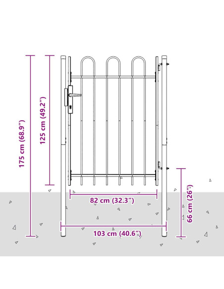 Cancello per recinzione con blocco Grigio 103 x 175 cm
