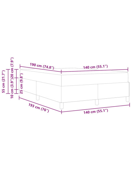 Struttura del letto Grigio scuro 140 x 190 cm Tessuto