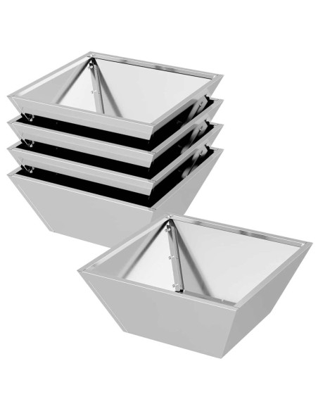 Vaso da giardino 5 pcs Argento 40 x 40 x 15 cm Acciaio zincato