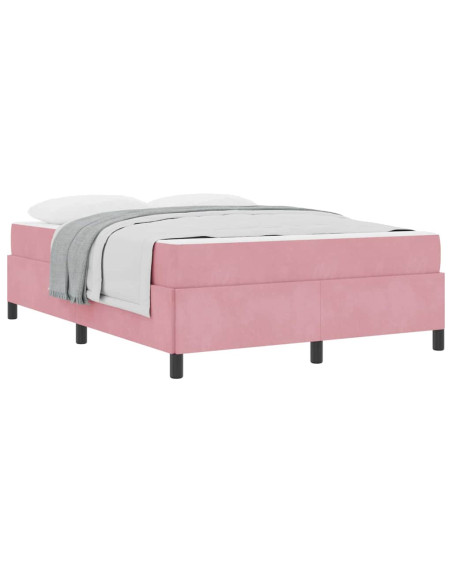 Struttura del letto con materasso Rosa 140 x 190 cm Tessuto