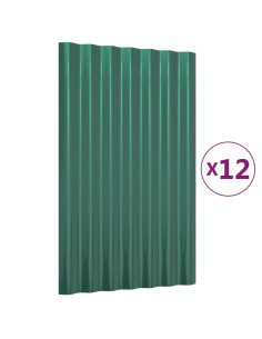 Pannelli Tetto 12pz Acciaio Verniciato a Polvere Verde 60x36 cm 2