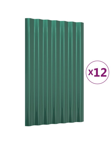 Pannelli Tetto 12pz Acciaio Verniciato a Polvere Verde 60x36 cm