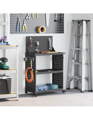 Carrello per Attrezzi con lo scaffale Nero 65 x 35 x 111 cm