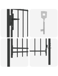 Cancello per recinzione con blocco Grigio 103 x 150 cm 2