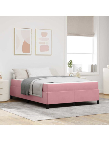 Struttura del letto con materasso Rosa 160 x 200 cm Tessuto