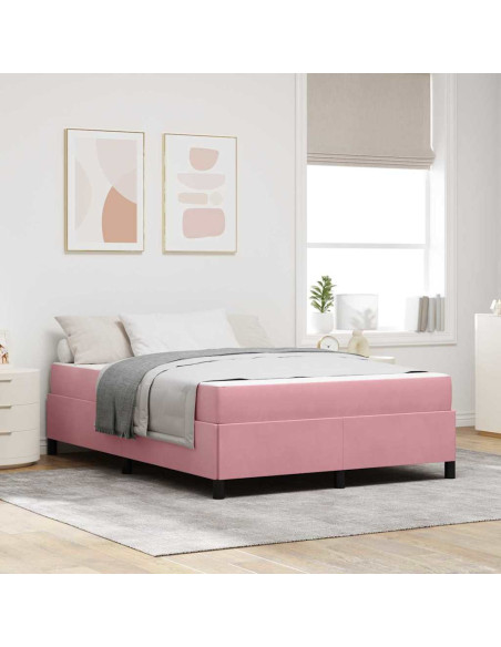Struttura del letto Altro Rosa e bianco 160 x 200 cm Velluto