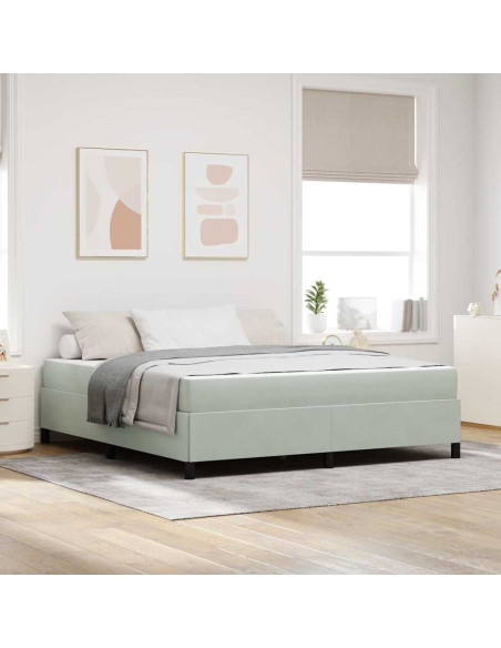 Struttura del letto Bianco e Grigio chiaro 180 x 200 cm Velluto
