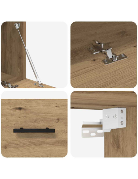 Armadietto a muro rovere artigianale 100 x 36.5 x 35 cm