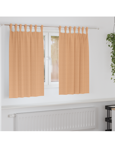 Tende Blackout con Anelli 2 pcs Marrone Chiaro 140 x 140 cm