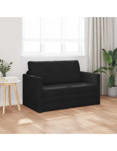 Divano Letto a Terra 2-in-1 Nero 124x204x61 cm Velluto