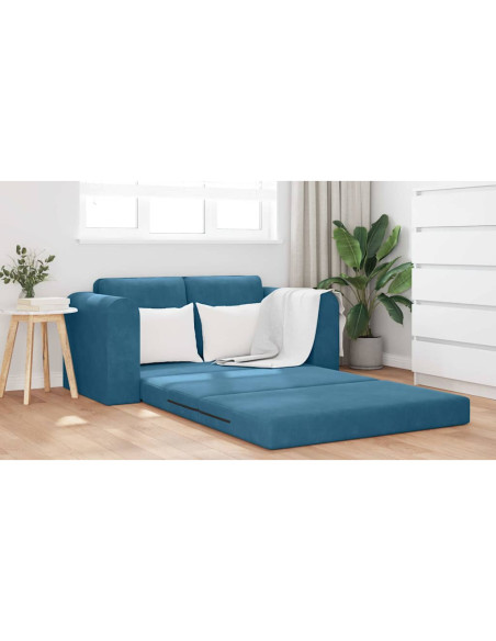 Divano Letto 2 in 1 Blu 148x71x83 cm Velvet