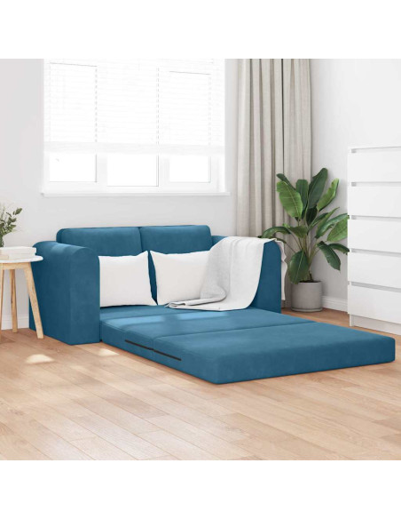 Divano Letto 2 in 1 Blu 148x71x83 cm Velvet