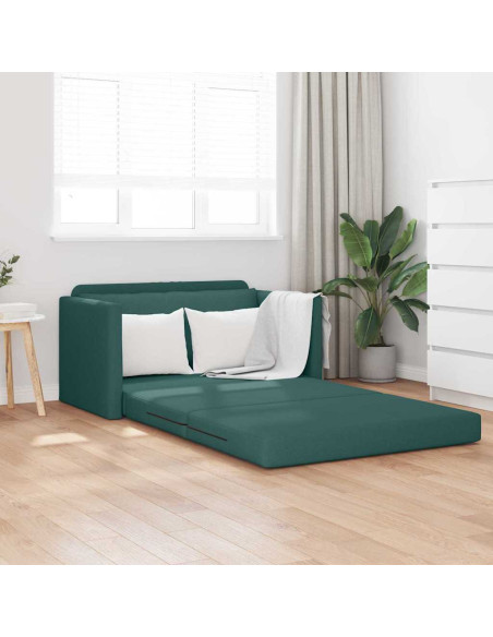 Divano Letto 2-in-1 Verde Scuro 124x71x78 cm Tessuto