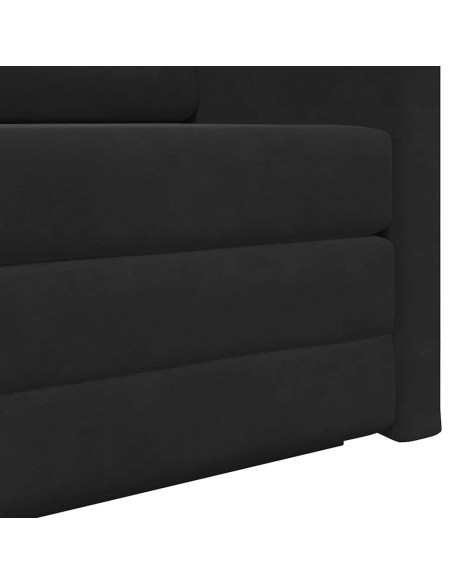 Divano Letto a Terra 2-in-1 Nero 124x204x61 cm Velluto
