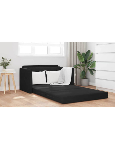 Divano Letto a Terra 2-in-1 Nero 124x204x61 cm Velluto
