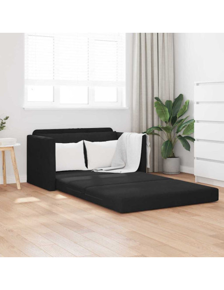 Divano Letto a Terra 2-in-1 Nero 124x204x61 cm Velluto