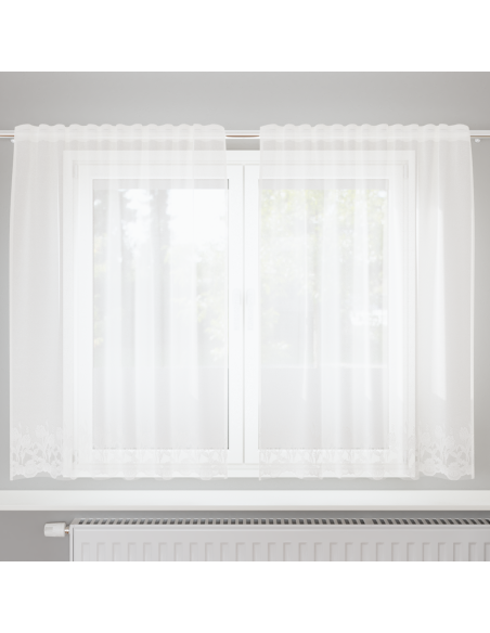 Tenda in Pizzo con tende Bianco 150 x 180 cm Poliestere