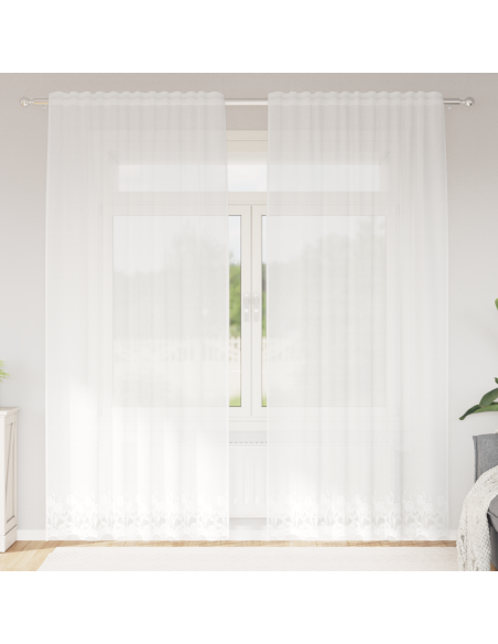 Tenda in Pizzo con tende Bianco 200 x 150 cm Poliestere