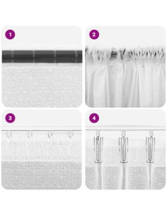 Tenda in Pizzo con tende Floreale Bianco 245x150cm Poliestere 2