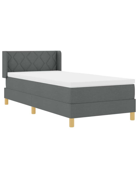 Letto a Mola con Materasso, Grigio Scuro, 100 x 200 cm, Tessuto